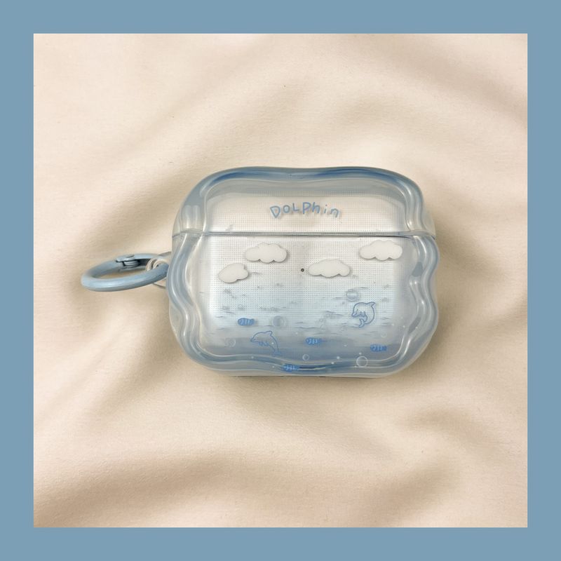 

Подходит для чехла для наушников Apple Pro второго поколения, беспроводных Bluetooth-наушников третьего поколения Aipods2, Airpodpro четвертого поколения, 5 коробок AirPods 3 [Summer Clouds Dolphin] Send Hook