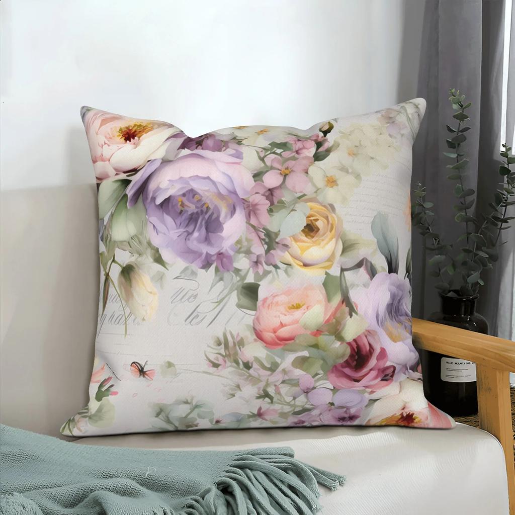 Pink Floral Home Decor Spring Flower Pillowcase Living Room Wedding Pillowcase Sofa Square Cushion Cover