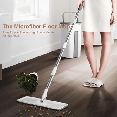 Microfiber Mop with Bucket Floor Cleaning Squeeze Hand Free Floor Mop Washable Pads Reusable Dust Mops with Soft Refill