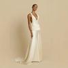 Suspender British European and American style backless long dress skirt women's deep V slim mopping wedding main yarn banquet temperament