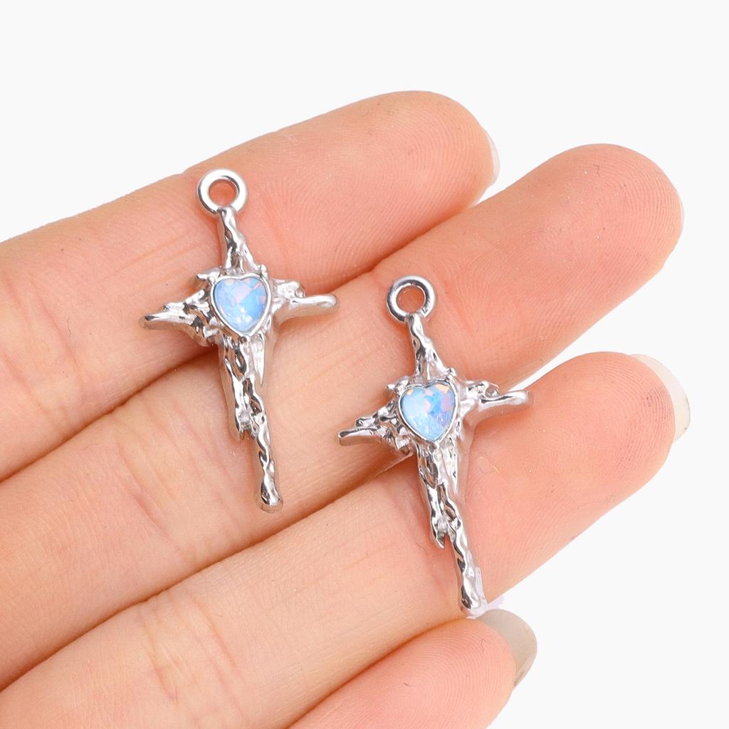 5 Stück Neumond Stern Herz Anhänger Mode Y2K Stil Legierung Anhänger Für DIY Handgefertigte Halskette Armband Und Schmuckherstellung Handwerk