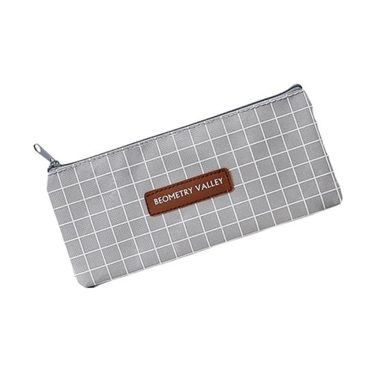 

Plaid Dot Pattern Zipper Pen Bag Holder Pencil Case Stationery Storage Pouch