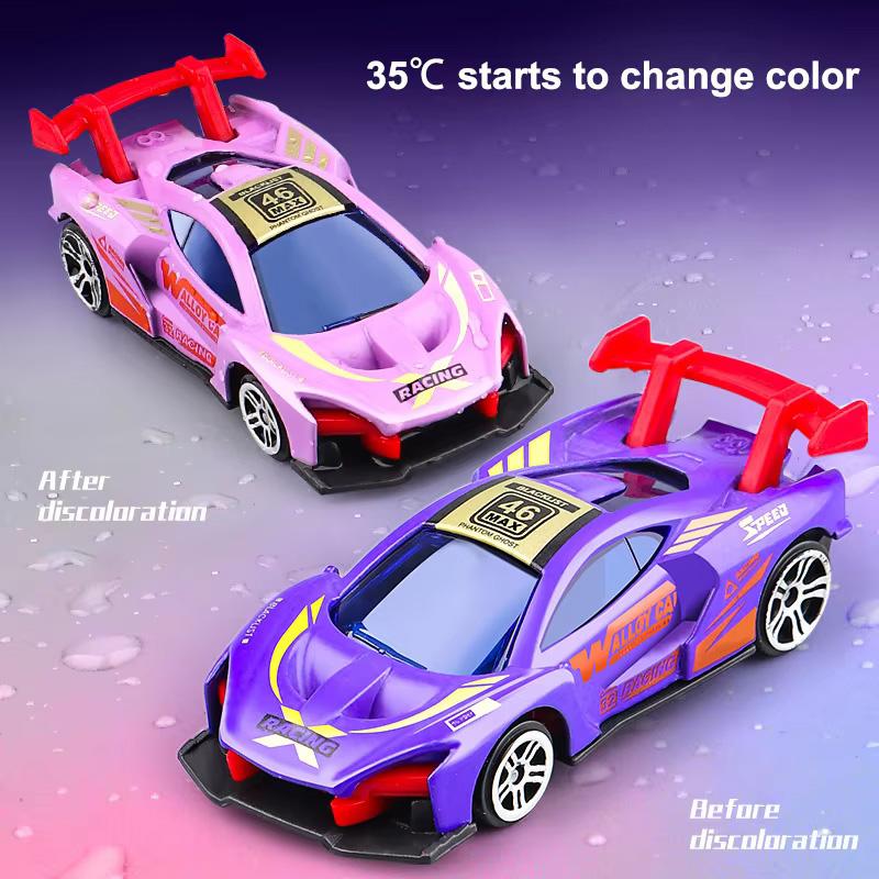 New 1:64 Temperature-sensitive Color-changing Alloy Car Model 6PCS Cool Inertia Pull-back Alloy Sports Car Toy Children's Gift