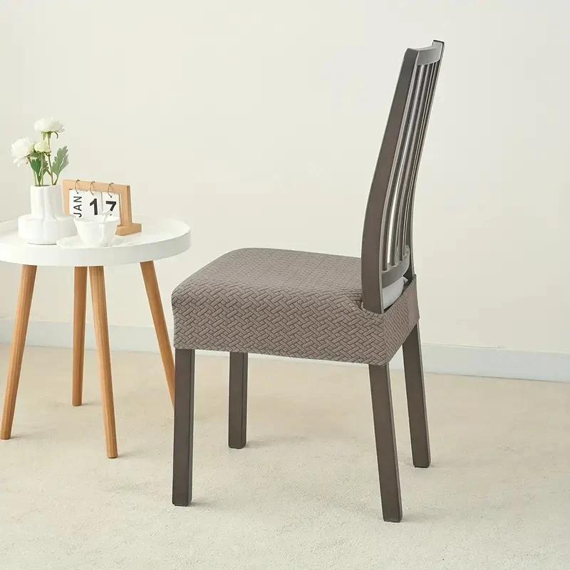Durable Jacquard Chair Seat Cover Removable Washable Anti-Dust Stretch Spandex Dining Upholstered Chair Cushion Slipcover