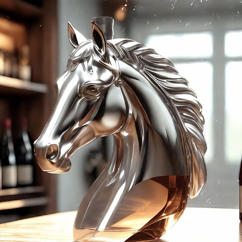Bottiglia di Vetro a Forma di Testa di Cavallo Decorativa per Whisky Decanter Animale Contenitore per Alcolici Accessori Divertenti da Bevuta