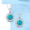 D Color 3 Carat Blue Moissanite Necklace Pendant for Women Fine Lab Diamond Gemstone S925 Pure Silver Neck Chain Jewelry