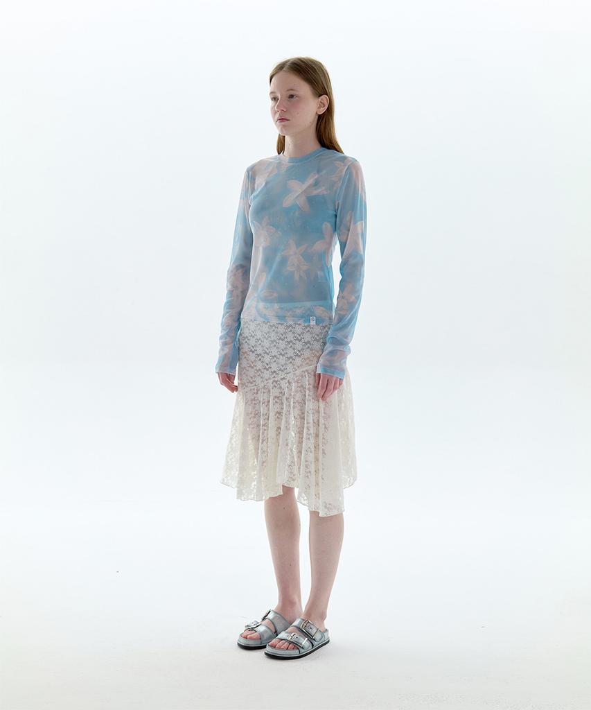PISCESS Floral Lace Skirt_White