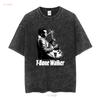 VINTAGE T Bone Walker Camicia Nera Manica Corta manica lunga o maniche vintage Lavata Comoda Leggermente alla Moda casual