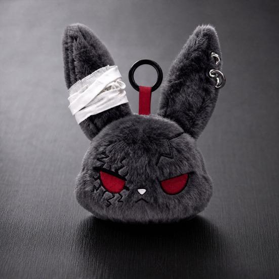 Plush Doll with Metal Hanging Loop, Dark Style Rabbit Pendant Plush Toy, Funny Expression Plush Doll, Stress Relief Collectible Toy