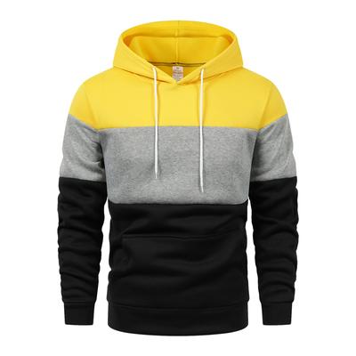 2024 Novos homens com blocos de cores Sportswear Masculino Casual Pullover Moda Diário Três Cores Canguru Bolso Hoodie