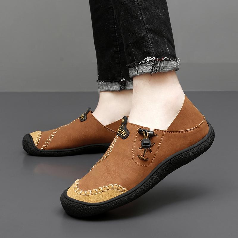 Loafers Men Matte Leather Soft Brown Casual Moccasin Men's Shoes Black Leather Shoes Driving Flats plus Size 38-47