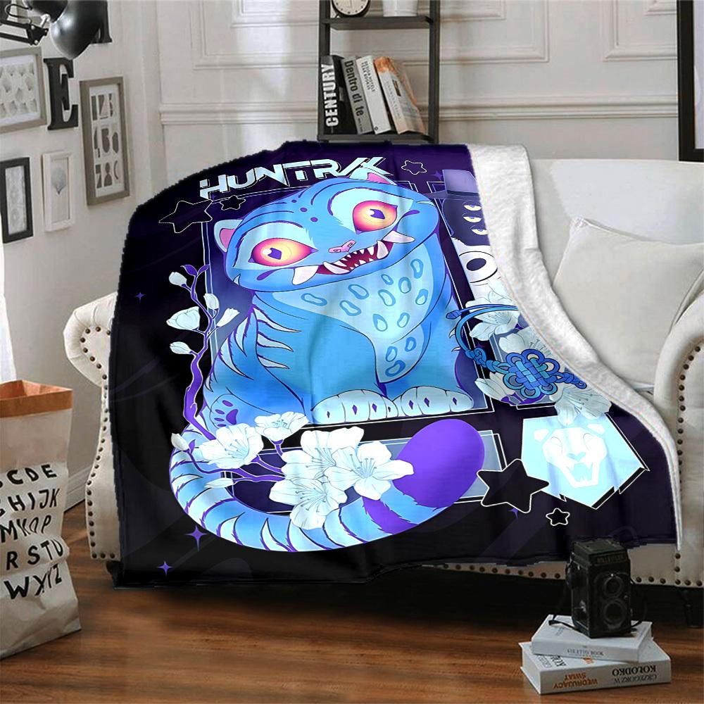 1pc Huntrix Soft Comfortable Blanket Digital Print, All Season Multipurpose Knit Fabric Bedding, Office, Sofa Home Decor Blanket