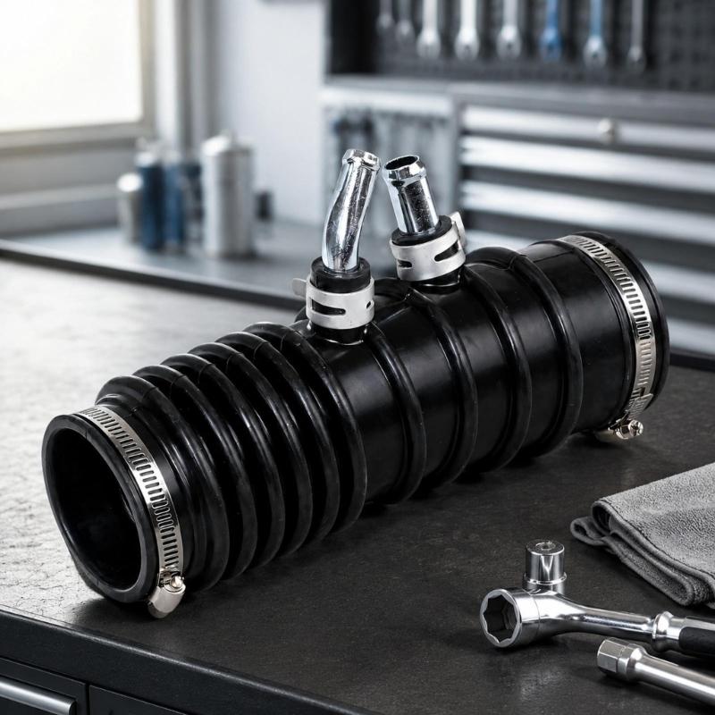 Air Intake Hose Assembly, Corrugated Rubber Hose with Metal Fittings and Clamps 1657788G00 16577-88G00 for D21 Pickup 2WD 3.0L Engine Intake System
