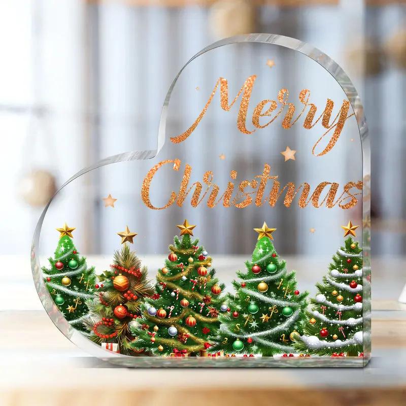 Christmas Heart Shaped Decorative With Santa Claus Xmas Tree Patterns Perfect For Home Holiday Decor