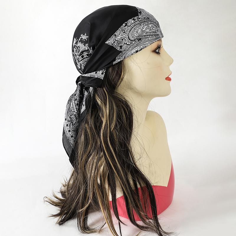 InjSatin Women's Hair Scarf, Printed Square Handkerchief, Head Bandana, Small Neck, Silencer, Hijab, Lady, Girl, 70x70cm