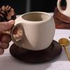 1 stück Keramik Kaffeetasse Untertasse Set Retro Latte Amerikanische Kaffeetasse Holzachterbahn Nachmittagstee Tasse Untertasse Löffel Blume Teetasse Für Cafe