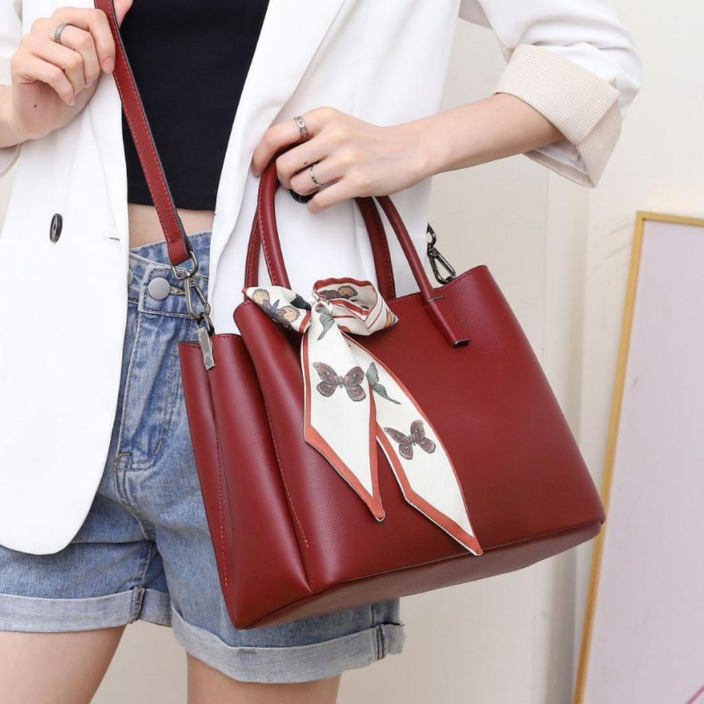 Cowhide Bucket Bag Head Bag Popular Fashion Shoulder Crossbody Practical Soft Leather Silk Scarf Shell Bag