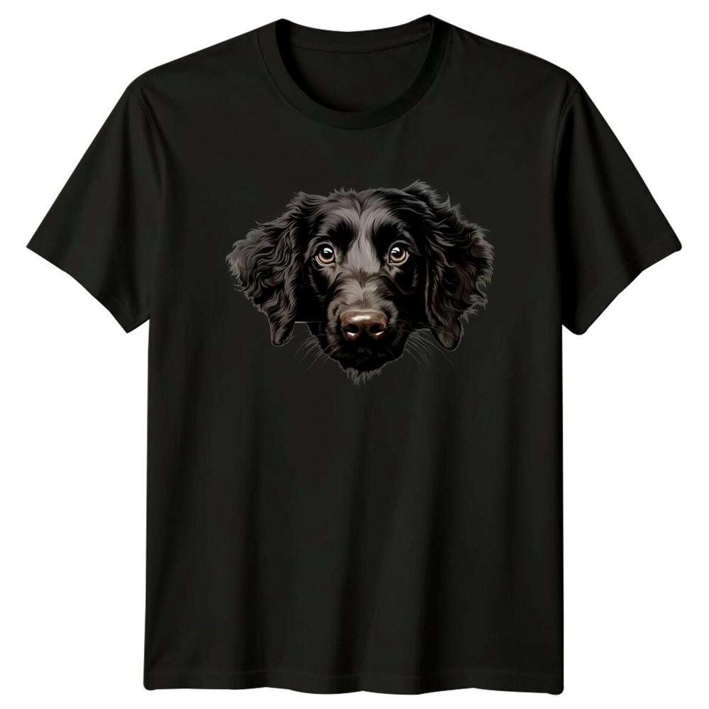 Cute FlatCoated Retriever Dog Portrait Pet Breed Lover TShirt