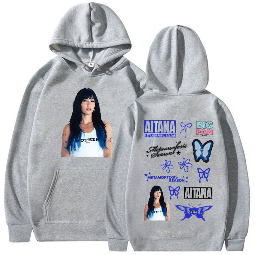 Aitana Metamorfosis Temporada Tour Ropa Merchandising Sudadera con Capucha Unisex Alta Calidad Sudadera Oversize Moda Vintage Sudadera con Capucha de Forro Polar