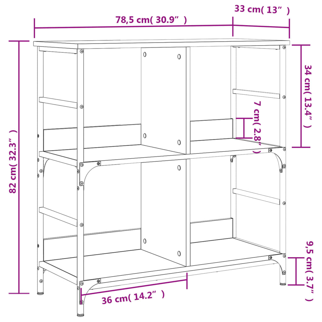 Bookshelf Gray Sonoma 78.5 X 33 X 82 Cm Particleboard