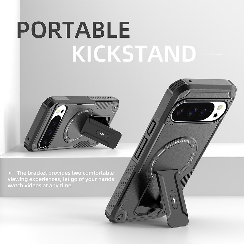 Shockproof Rugged Magnetic Charging Invisible Stand Phone Case for Google Pixel 10 9 Pro XL Military Grade Protective Cover
