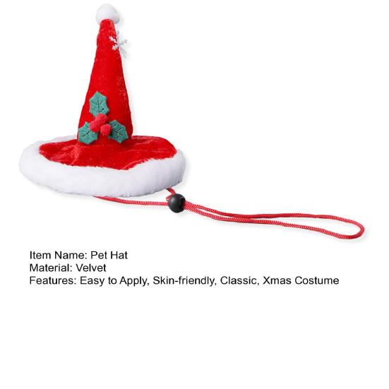 Cat Xmas Hat Puppy Velvet Red Christmas Hat Pet Hat with Snowflakes for Cats Small Dogs Party Photo Prop Festive Costume Accessory
