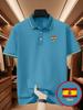 Men's Outdoor Golf Polo Shirts with Spain Patterned Print, Business Casual T-Shirts - Short-Sleeve Collared Shirts for Everyday Casual Wear