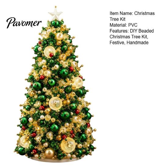 DIY Festive Home Decor Beaded Christmas Tree Kit, Handmade PVC Glitter Craft Desktop Ornament Set, Easy To Assemble Art Kit for Kids And Adults Gift