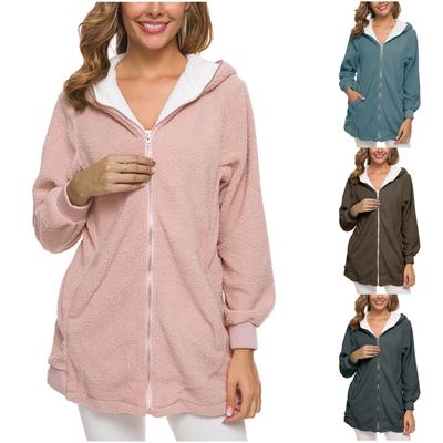 Pulover cardigan pentru femei, ocazional, cu glugă, fermoar, fleece de miel