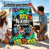 Custom Name Personalized Geometry Dash Print Beach Towel, for Trip Camping Beach Party Home Decor, Birthday Gift for Family & Friends