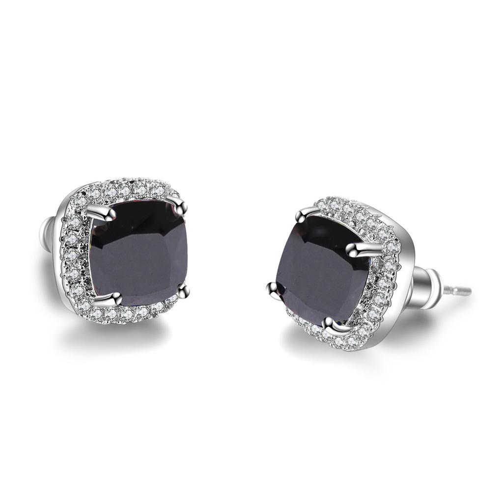 Luxury Female Yellow Pink Stone Earrings Fashion Silver Color Wedding Jewelry Vintage Double Stud Earrings for Women