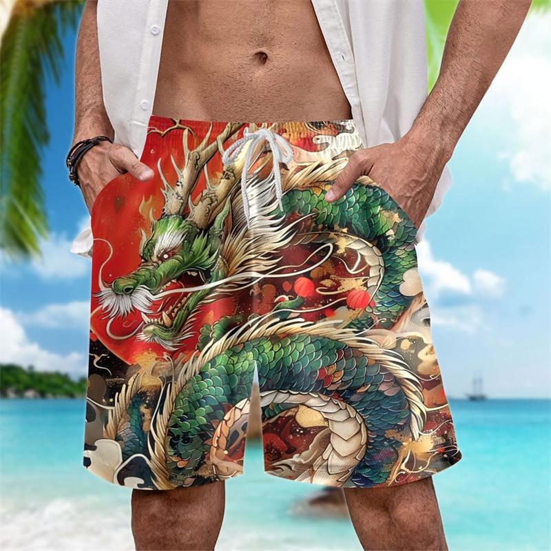 Trend Dragon Graphic Short Pants Fashion Summer Streetwear Mens 3D Printed Beach Shorts Cool Hip Hop Oversized Kids Swim Trunks