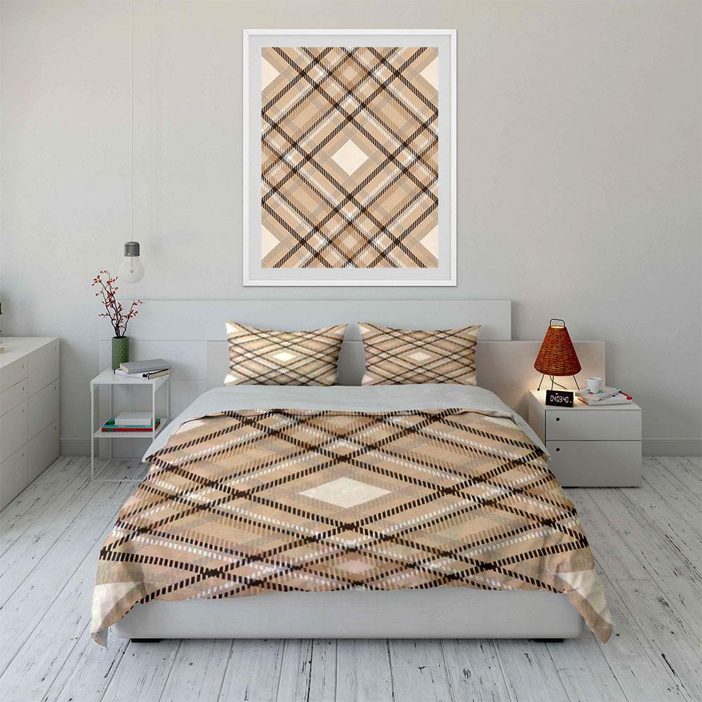Crisscrossed brown diamond pattern. Bedding sets Duvet cover sets Duvet covers Pillowcases(1 * Duvet Cover 2 * Pillowcases, without duvet insert)