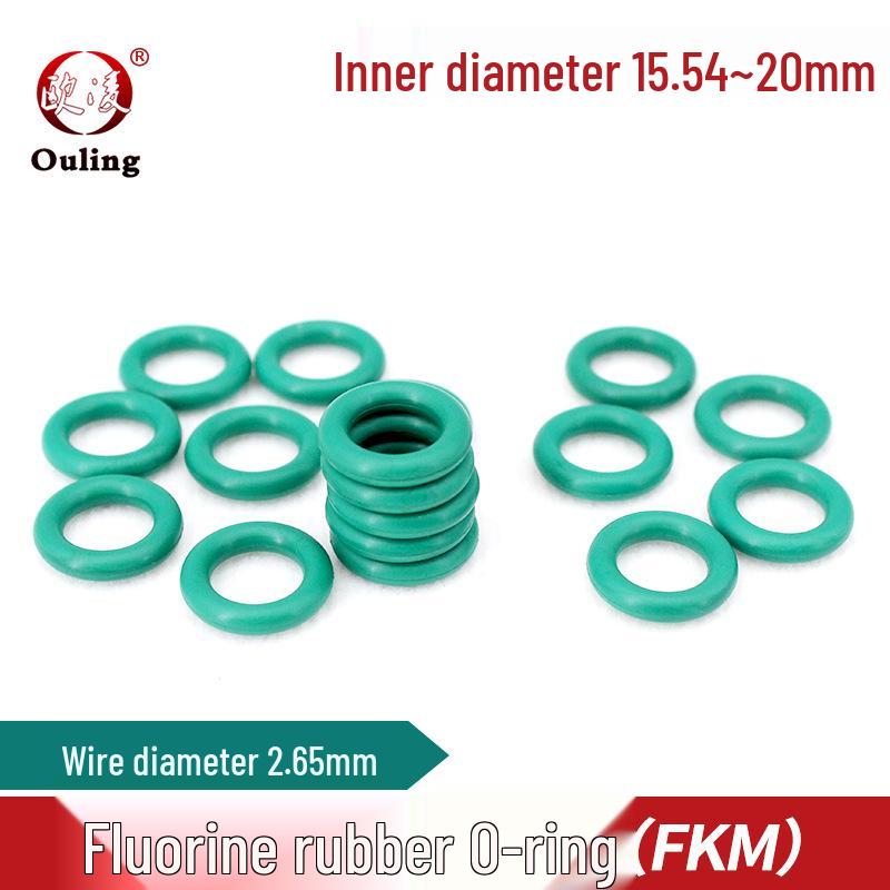 Green FKM O-ring Seal, ID Options: 15.54-20mm, Cross-section: 2.65mm ID 15.54*2.65mm (10 pieces)