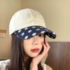Cute Bear Embroidered Polka Dot Baseball Cap Women's Versatile Big Head Circumference Peaked Cap Wide Brim Big Face Small Hat