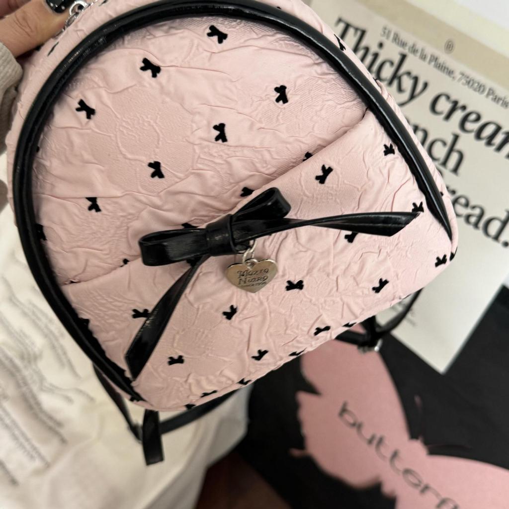 Children's Backpack Bag Women's 2025 New Korean Niche Design Super Fire Fashion Pleated Bow Small Backpack