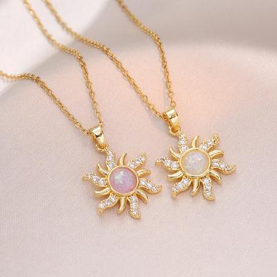 Sun Necklace Woman Jewelry Fashion Wedding Party Accessories Gold Plated Opal Sun Pendant Rapunzel Choker Gift