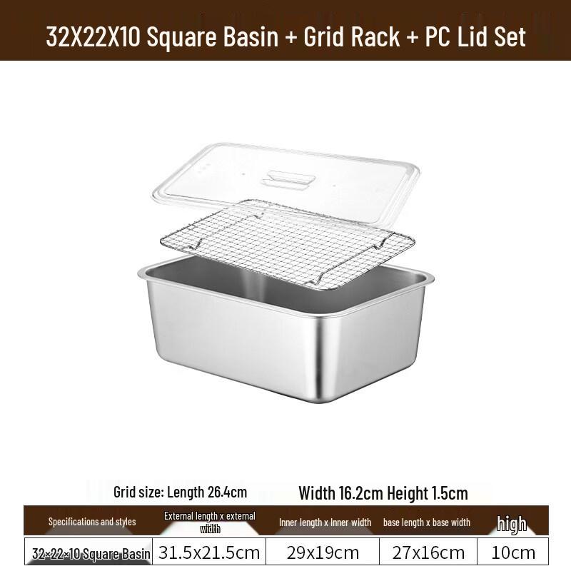 Aokewen 304 Stainless Steel Rectangular Draining Tray