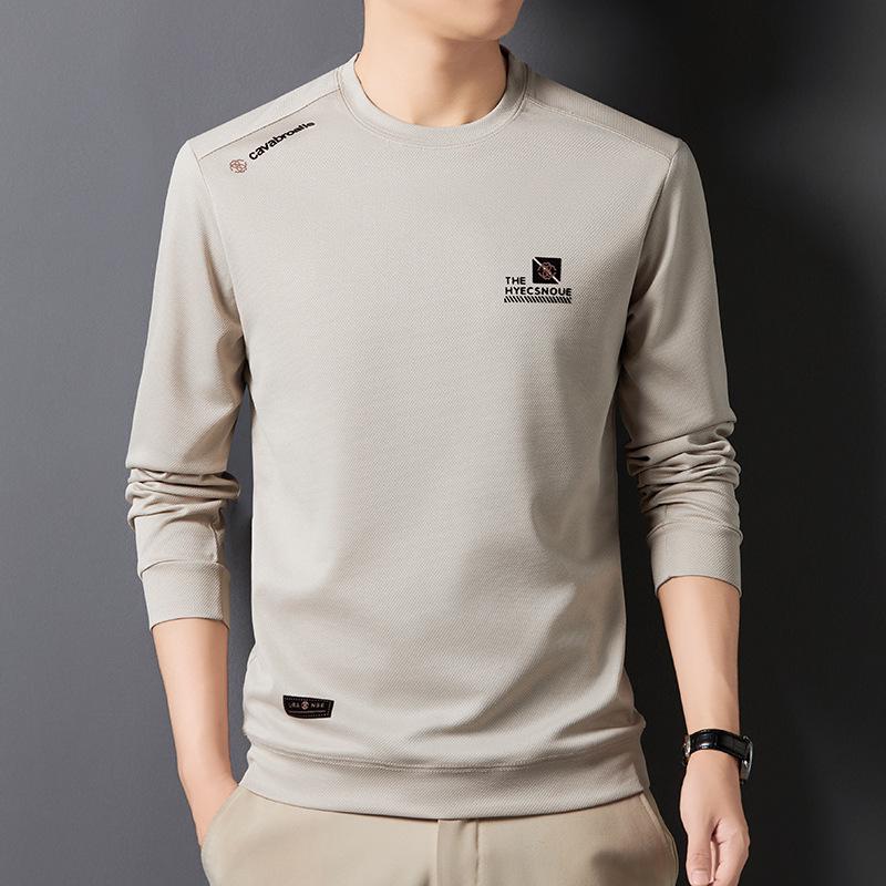 Men's Casual Round Neck Long Sleeve Hoodie - Spring/Autumn T-shirt Top
