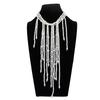 Fashionable Imitation Pearls Layering Necklace With Flowing Fringe Detail Adjustable Beaded Clavicle Chain