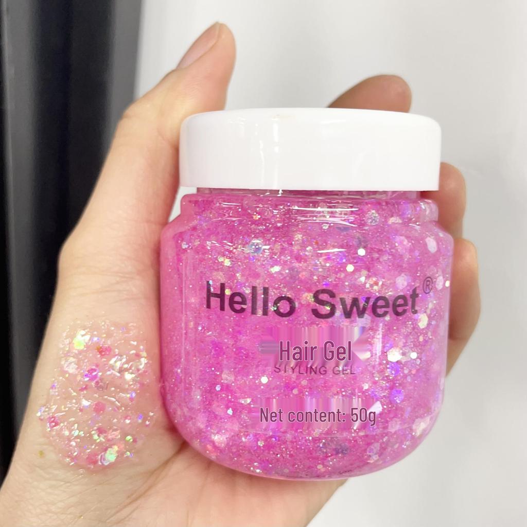 Hello Sweet Hair Glitter Gel – Jasná barva, Křišťálová tekutina pro jevištní líčení a styling