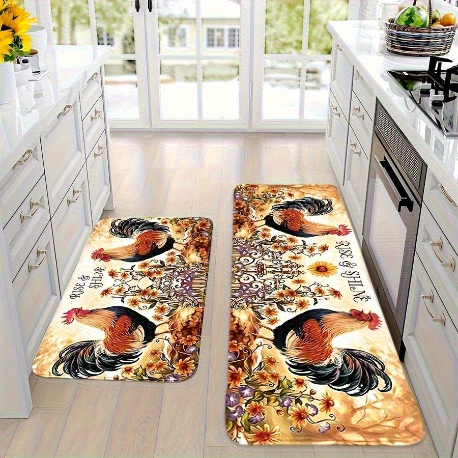 1 Stück Hahn Muster Fußmatte Modern Küche Polyester Teppich Rutschfest Bunt Innen Teppich, Für Zuhause Badezimmer Schlafzimmer Wohnzimmer Deko