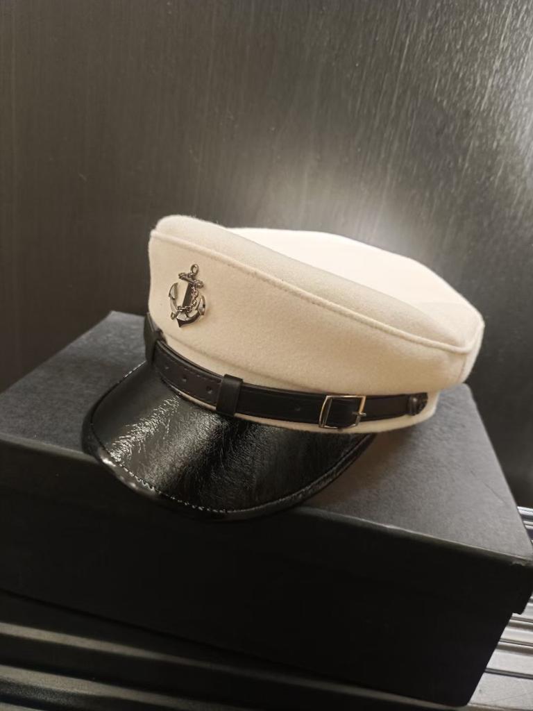 Vintage Anchor Belt Navy Hat Woolen Newsboy Hat British Style Personalized Cap