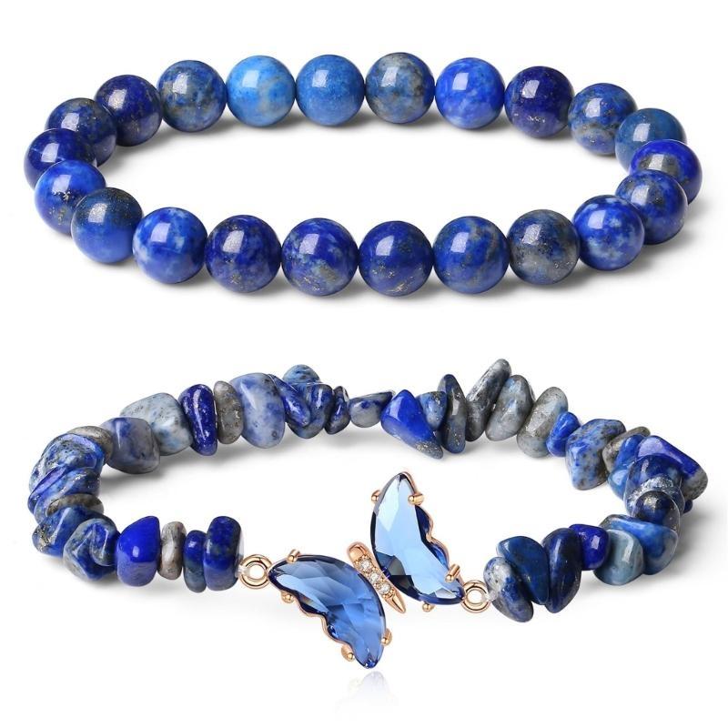 A52E Women s Natural Stone Beaded Bracelet Adorned with a Delicate Butterfly Charm for Daily Wear Dates Parties Gatherings