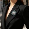 Rhinestone Jewelry Radial Flower Brooch Pin, Decorative Zinc Alloy Lapel Sweater Elegant Cardigan Coat Suits Clothing Accessories, Gift for