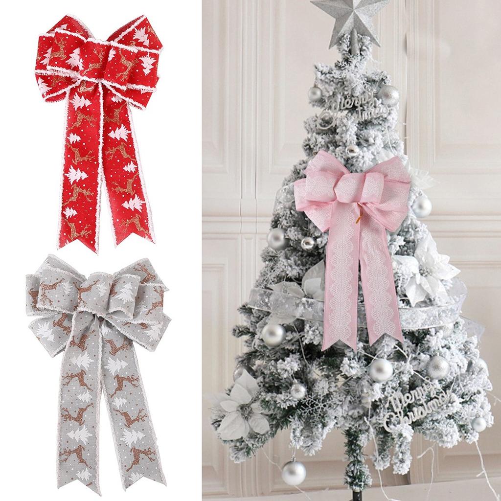 Große Schleifen Weihnachts-Schleife Dekorationen 2025 Weihnachtsbaum Hängeanhänger Ornamente Für Zuhause Garten Stuhl Feiertagsdeko 41x24cm