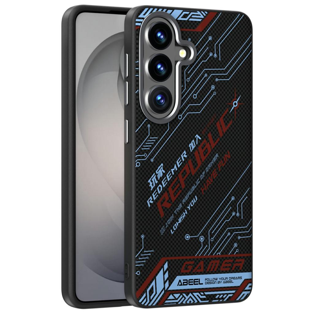 ABEEL For Samsung Galaxy S26 / S26 Pro Magnetic Case Micro-Embossing 6D Printed PC TPU Aluminum Alloy Leather Phone Cover