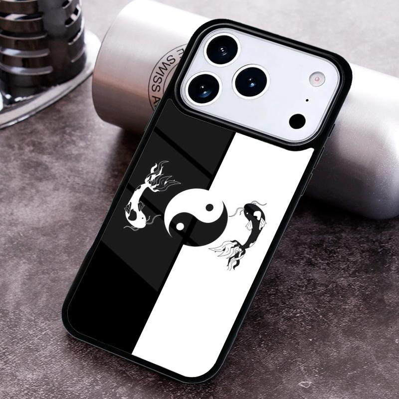 Ying Yang Koi Fish Phone Case For iPhone 17,16e,15,14,13,12,11,Mini,Pro,MAX soft Silicone Cover