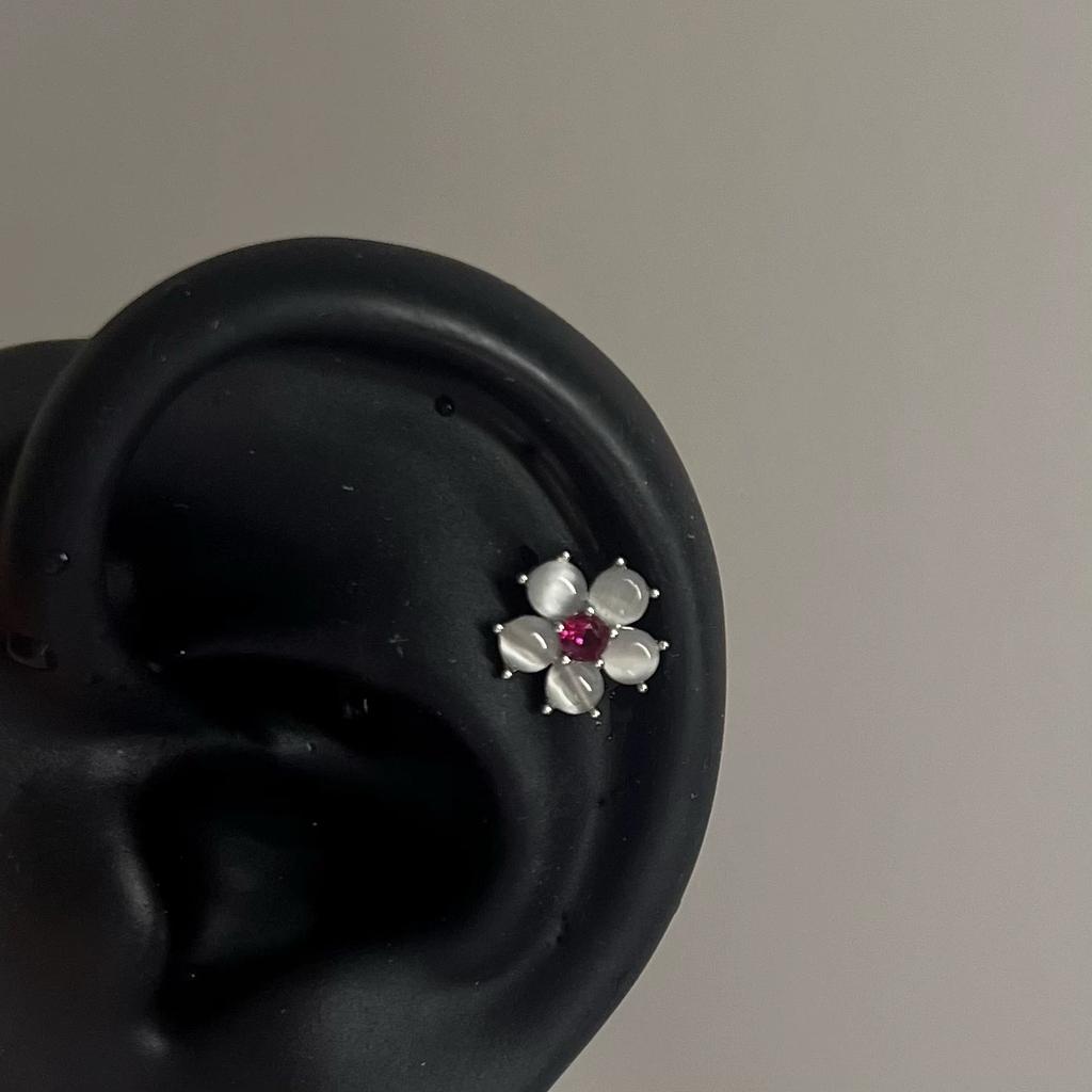 1 Pcs Pink Love Heart Wings Star Pendant Ear Bone Nail 316L Stainless Steel Piercing Earring Punk Jewelry Women Accessories