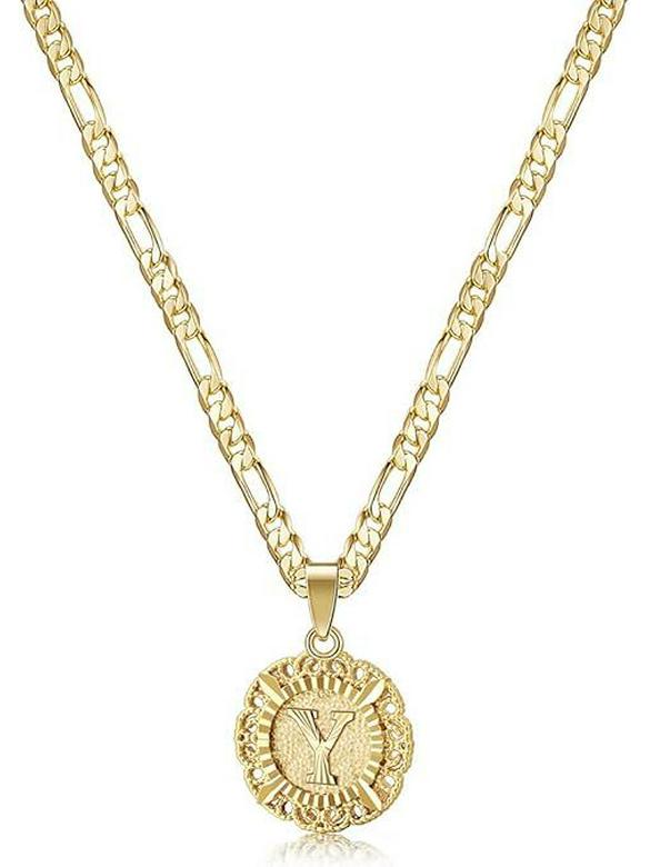 Versatile Alphabet Pendant Figaro Chain Necklace - High-End Light Luxury Clavicle Chain, 26 Letters Available